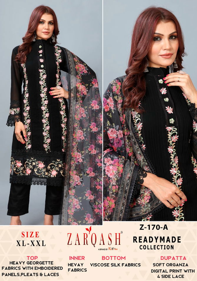 Z 170 Zarqash Embroidery Georgette Pakistani Readymade Suits Wholesale Shop In Surat